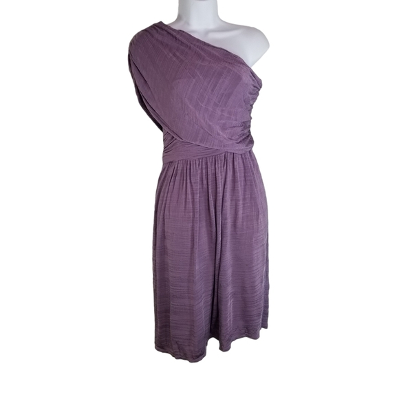 Tracy Reese purple one shoulder drapey jersey cocktail dress - Picture 1 of 11
